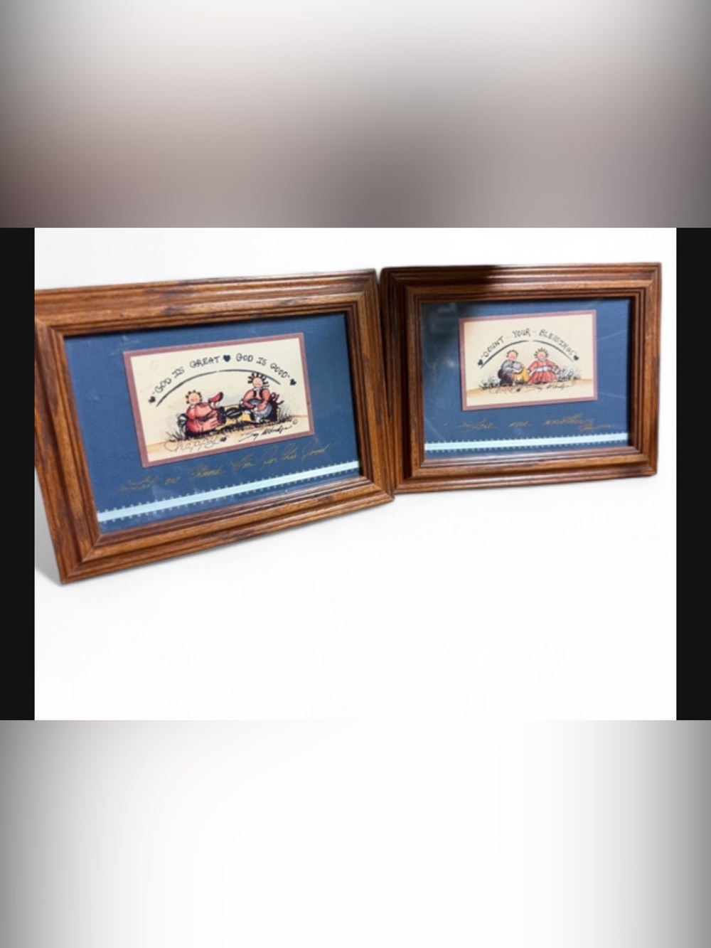 Framed Country Art Print in Blue and Brown - Home Accents